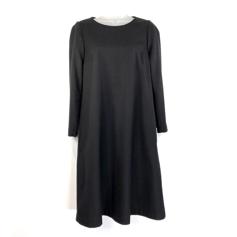 Max Mara Studio Wool Shift Dress Black Mini Formal Minimalist